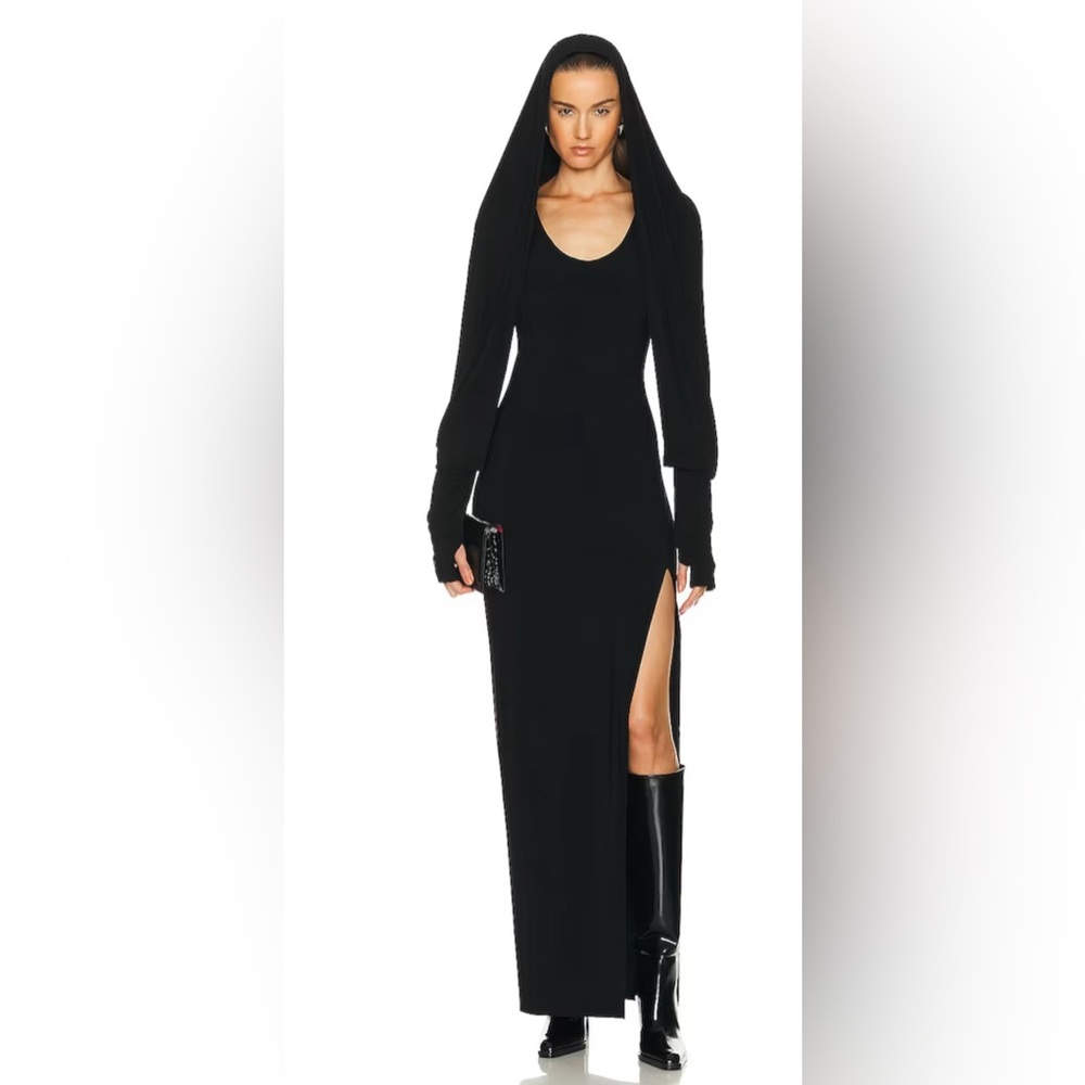 Norma Kamali Hooded Black Gown